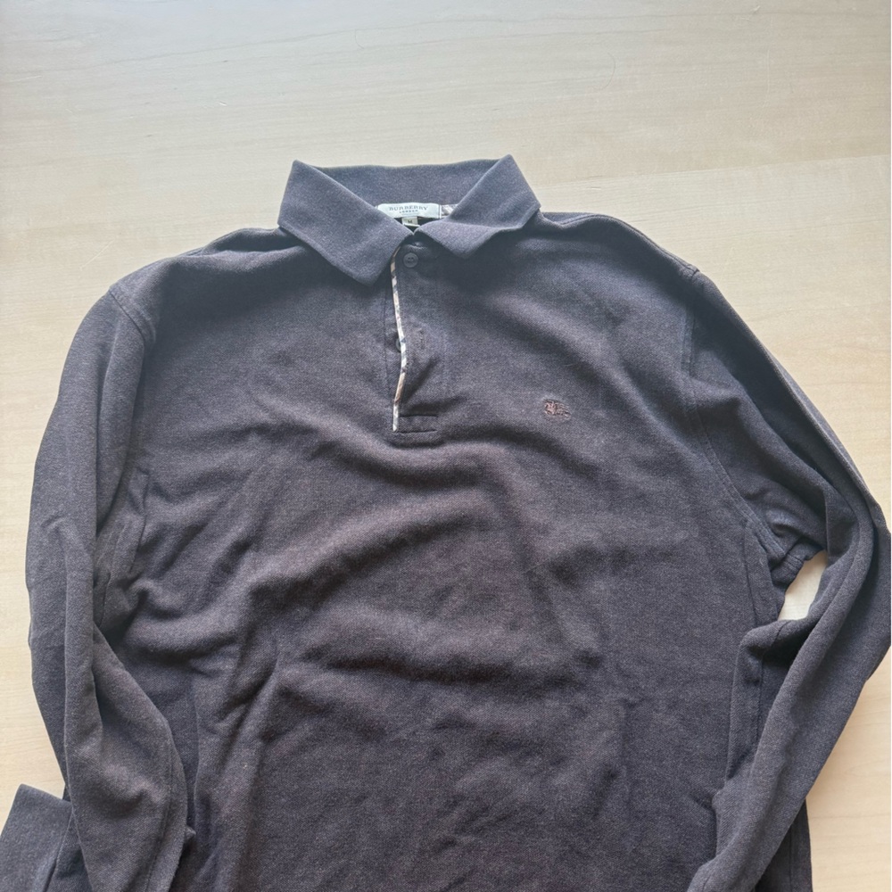 Burberry Gray and Brown Polo Shirt Classic Knit